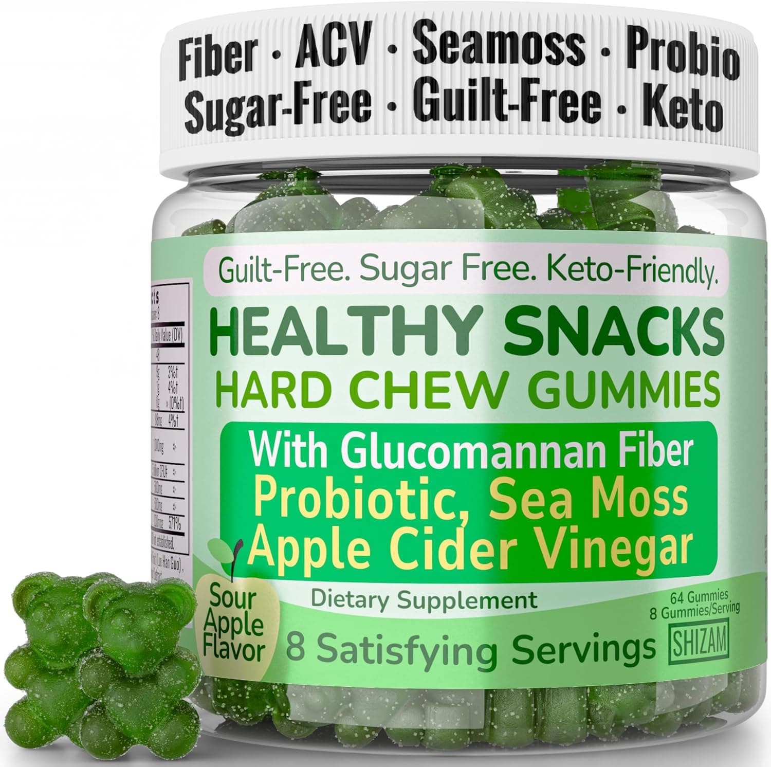 SHIZAM Sea Moss, Apple Cider Vinegar and Fiber Gummies